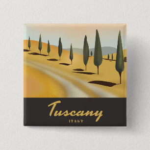 Chapa Cuadrada Póster de viaje de estilo vintage de Toscana Itali