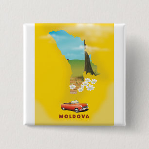 Chapa Cuadrada Póster de viaje ilustrado del mapa de Moldavia