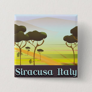 Chapa Cuadrada Póster de viaje paisajístico de Siracusa Italia.