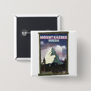 Chapa Cuadrada Póster de viaje ruso del Monte Kazbek.