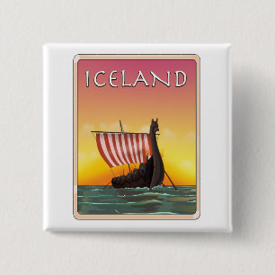 Chapa Cuadrada póster de viaje Vikingo de Islandia