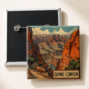 Chapa Cuadrada Póster de viaje vintage Gran Cañón río Colorado
