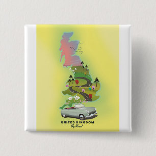 Chapa Cuadrada Poster de viajes "By Road" del Reino Unido