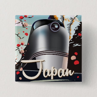 Chapa Cuadrada Poster de viajes de la vieja usanza de Japón.