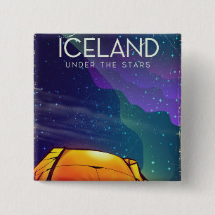 Chapa Cuadrada Poster de viajes vintage de Islandia 'under the st