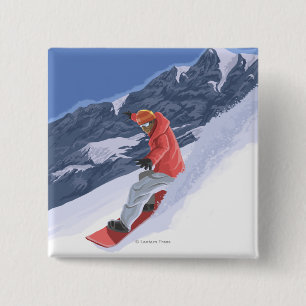Chapa Cuadrada Poster de Viajes Vintage de Snowboard en Washingto