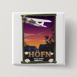 Chapa Cuadrada Póster de vuelo de Höfn Islandia