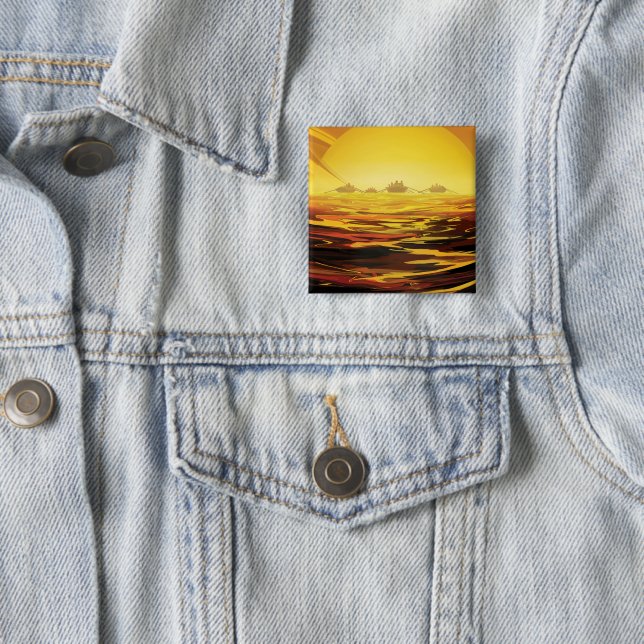 Chapa Cuadrada Poster del Espacio Retro - La Luna más grande de S (In situ)