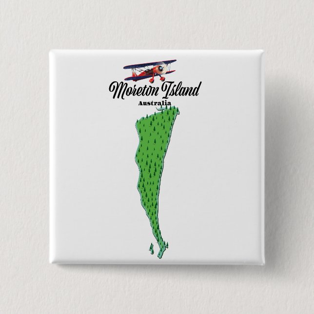 Chapa Cuadrada Póster del mapa de la Isla Moreton Australia (Anverso)