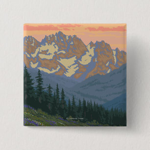 Chapa Cuadrada Poster del viaje del vintage de las flores de la