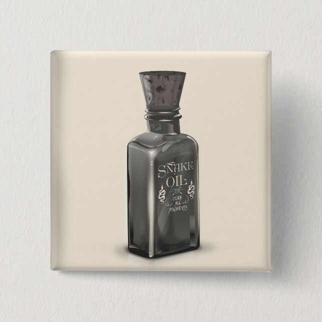 Chapa Cuadrada Póster divertido de botella de "Aceite de Serpient (Anverso)
