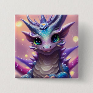 Chapa Cuadrada Poster Dragon Chica Azul