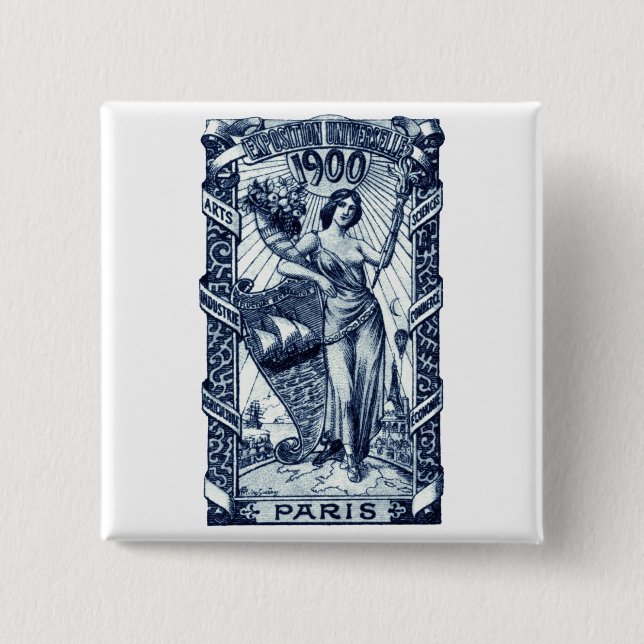 Chapa Cuadrada Poster internacional 1900 de la expo de París (Anverso)