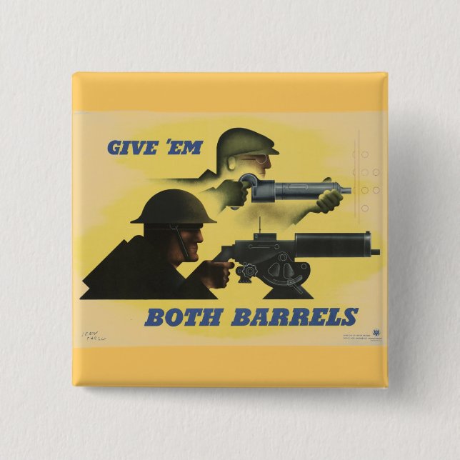 Chapa Cuadrada Poster Patriótico de la Segunda Guerra Mundial (Anverso)