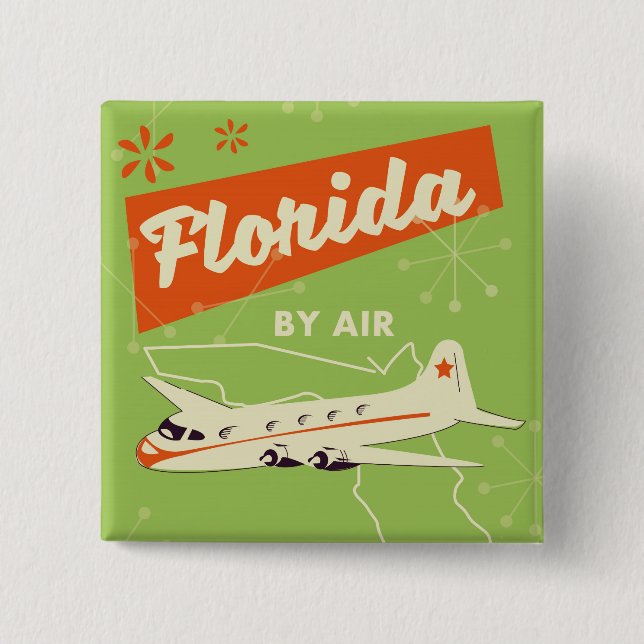 Chapa Cuadrada Poster retro del estado de Florida. (Anverso)