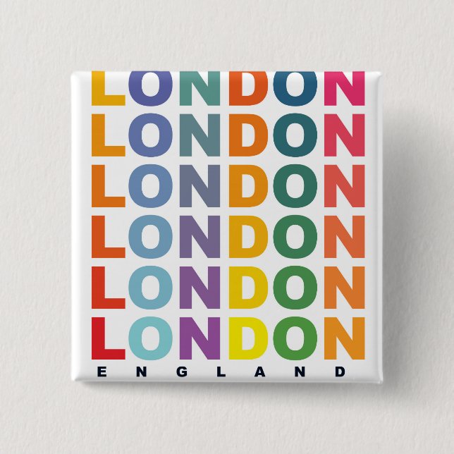 Chapa Cuadrada Póster retro Londres Inglaterra (Anverso)