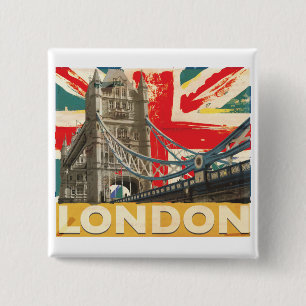 Chapa Cuadrada Póster Vintage de Londres