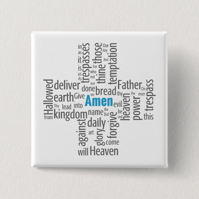 Chapa Cuadrada Prayer Word Cloud de señor (Anverso)