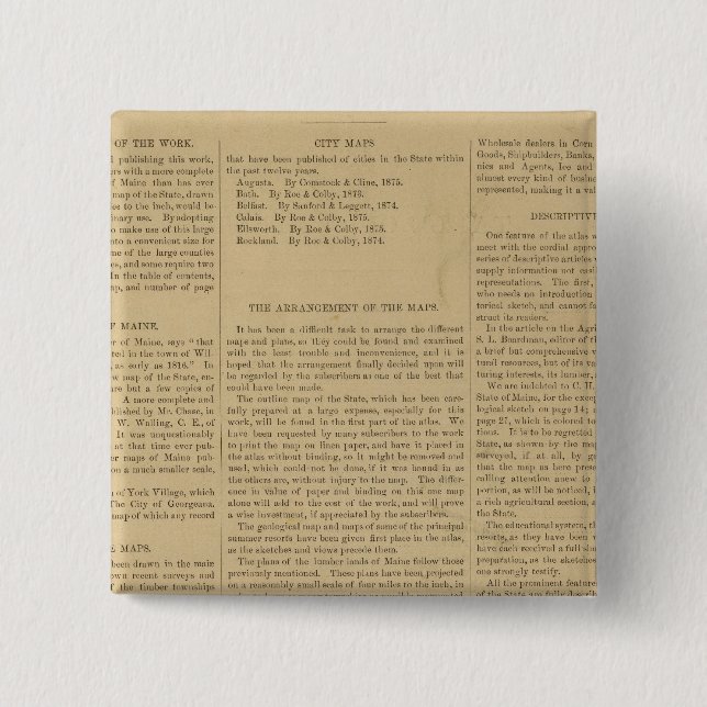 Chapa Cuadrada Prefacio Atlas del estado de Maine (Anverso)