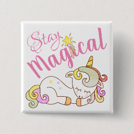 Chapa Cuadrada Prendedor de Sueño de Unicornio Mágico Personaliza