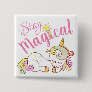 Chapa Cuadrada Prendedor de Sueño de Unicornio Mágico Personaliza