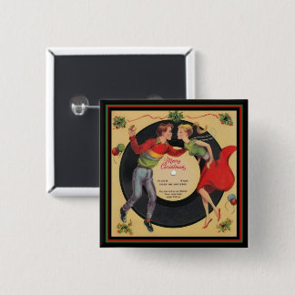 Chapa Cuadrada Prendedor Vintage de Navidad Rock & Roll