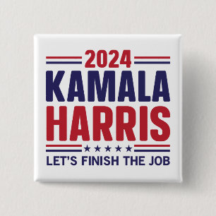 Chapa Cuadrada Presidenta Kamala Harris Terminemos El Trabajo 202