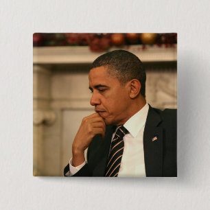 Chapa Cuadrada Presidente Barack Obama refleja mientras que él se