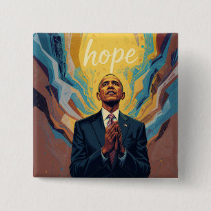 Chapa Cuadrada Presidente Barack Obama y el Mensaje de Esperanza