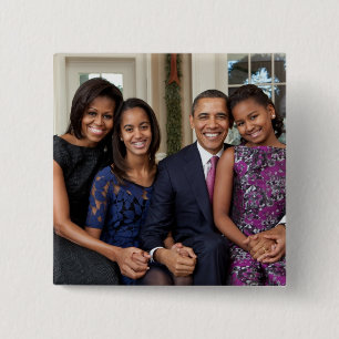 Chapa Cuadrada Presidente Barack Obama y su familia
