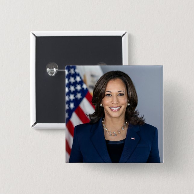 Chapa Cuadrada Presidente Candidato Kamala Harris US 2024 (Anverso y reverso)
