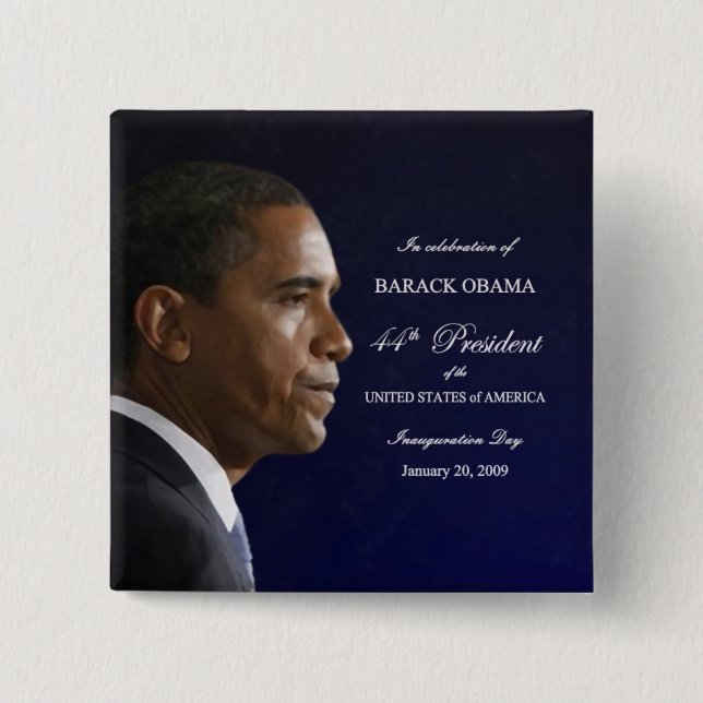 Chapa Cuadrada Presidente Obama Inauguration Celebration Button (Anverso)