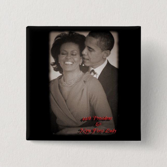 CHAPA CUADRADA PRESIDENTE OBAMA Y PRIMERA SEÑORA SQUARE BUTTON (Anverso)