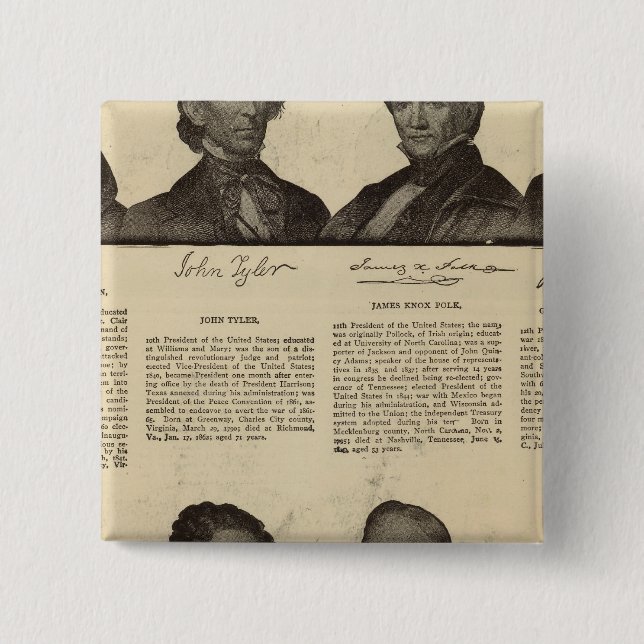 Chapa Cuadrada Presidentes de Estados Unidos, autografías, biogra (Anverso)