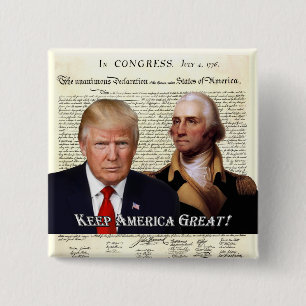 Chapa Cuadrada Presidentes Trump y Washington - mantenga América