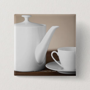 Chapa Cuadrada Primer de una taza y de un platillo con una