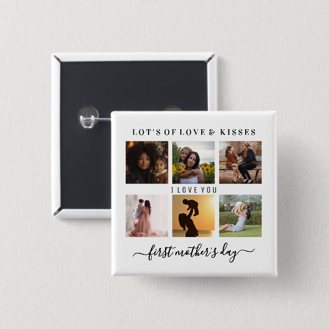 Chapa Cuadrada Primer Día de la Madre elegante (Anverso y reverso)