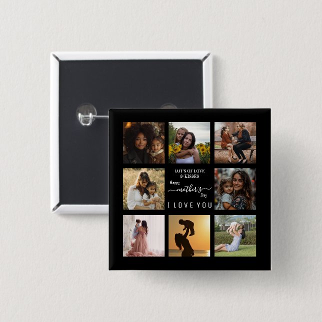 Chapa Cuadrada Primer Día de la Madre elegante (Anverso y reverso)