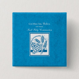 Chapa Cuadrada Primera comunión de Godson, Trigo, Uvas Azules
