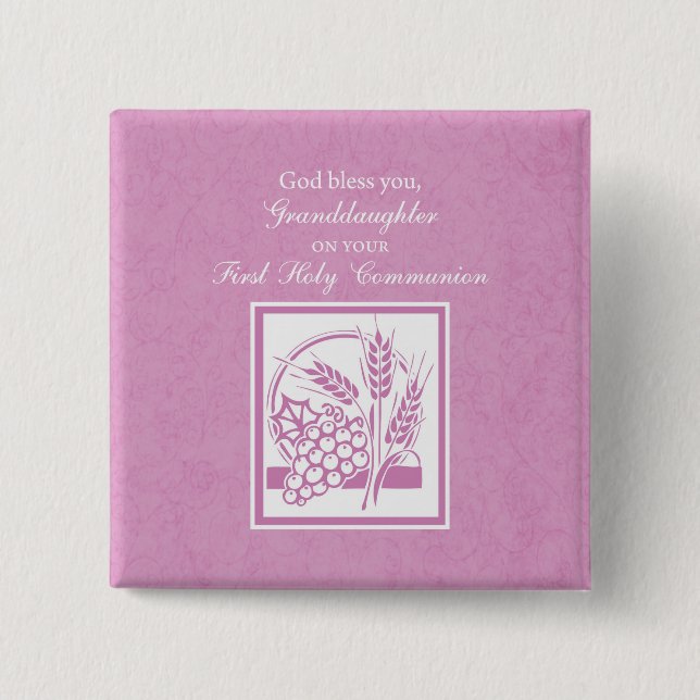 Chapa Cuadrada Primera comunión de nieta, rosa (Anverso)