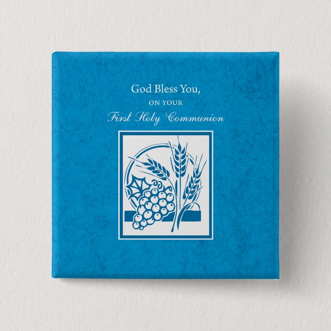 Chapa Cuadrada Primera comunión, trigo, uvas azul (Anverso)
