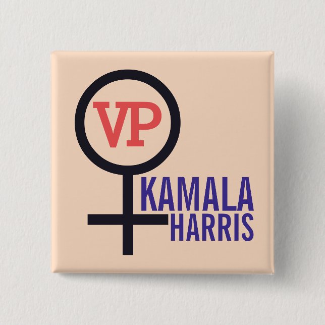 Chapa Cuadrada Primera mujer vicepresidenta Kamala Harris VP (Anverso)