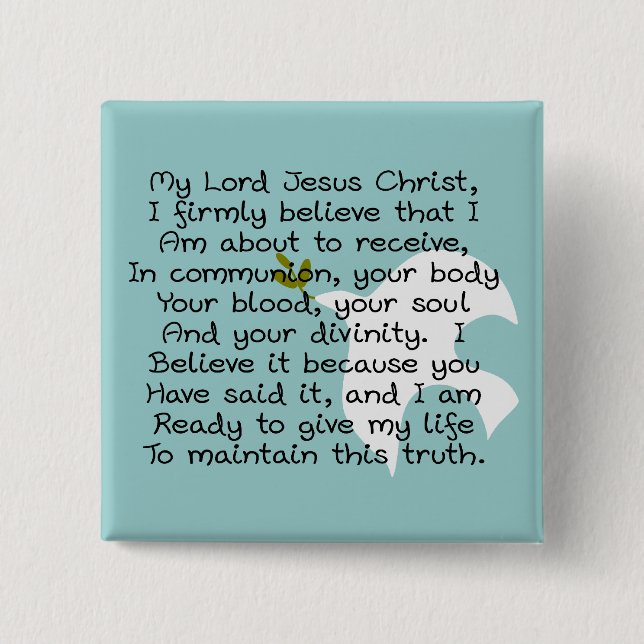 Chapa Cuadrada Primeros regalos del día de la comunión santa (Anverso)