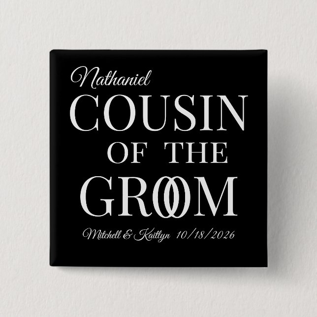 Chapa Cuadrada Primo del Boda Groom (Anverso)