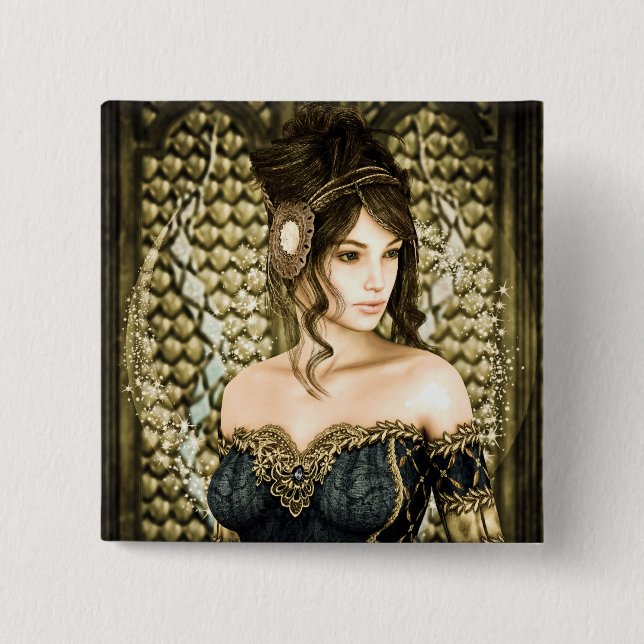 Chapa Cuadrada Princesa de cuento de hadas (Anverso)