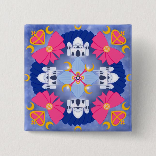 Chapa Cuadrada Princesa de la Luna Arte Radial (Anverso)