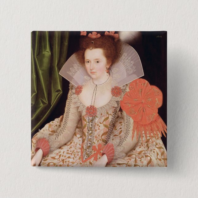 Chapa Cuadrada Princesa Elizabeth, hija de James I, 1612 (Anverso)