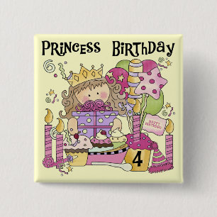 Chapa Cuadrada Princesa fiesta 4º camisas de cumpleaños y regalos
