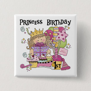 Chapa Cuadrada Princesa fiesta camisetas de cumpleaños y regalos