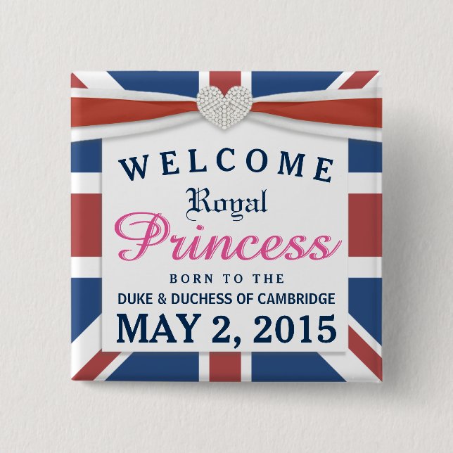 Chapa Cuadrada Princesa real - niña agradable de Guillermo y de (Anverso)